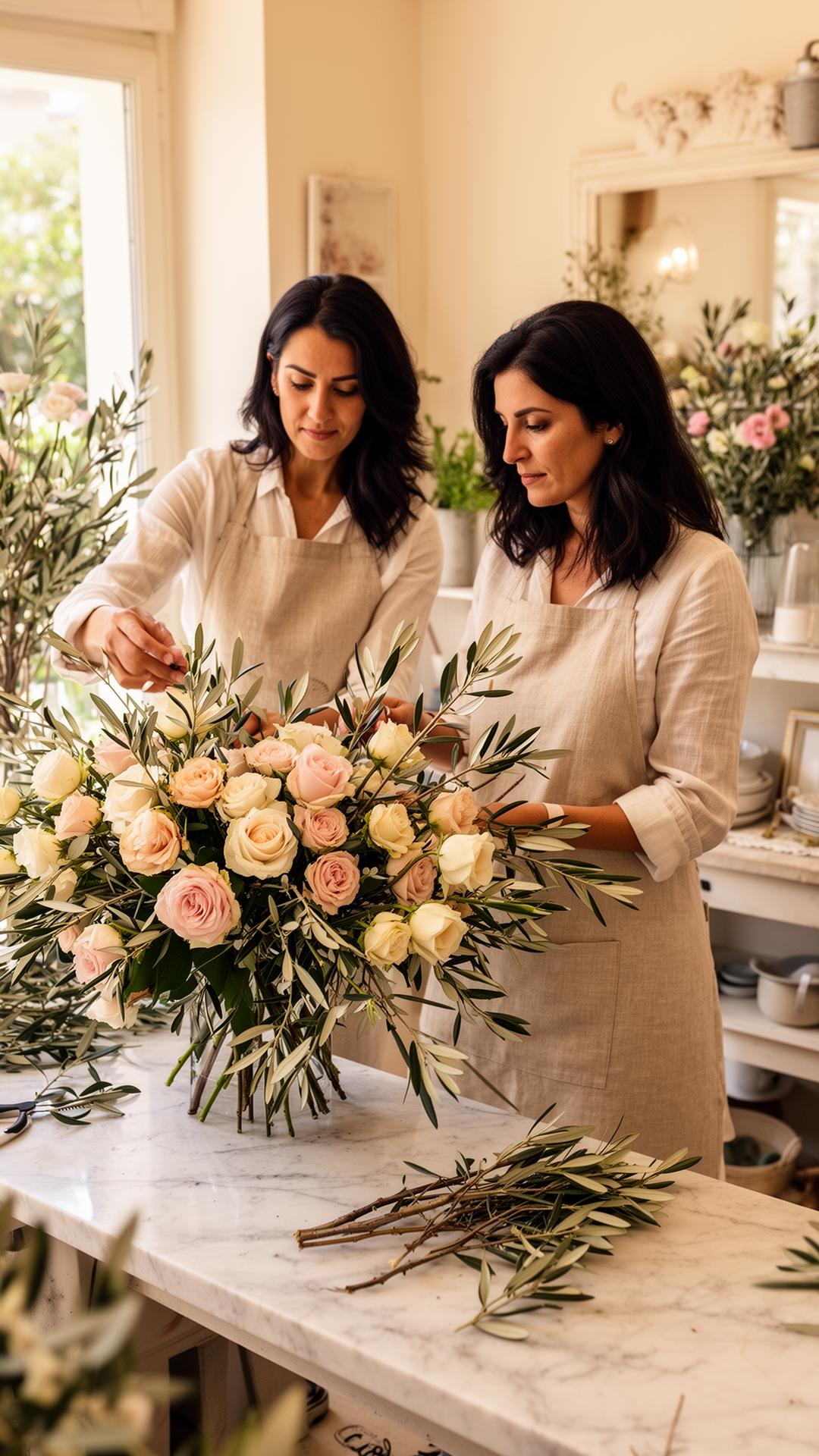Vandana and her daughter arranging in the Tysons Corner atelier